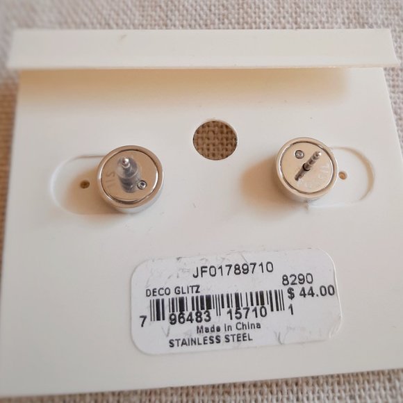 Fossil Cross- X Turquoise Tone Faceted Gold Tone Post Earrings - Picture 3 of 4